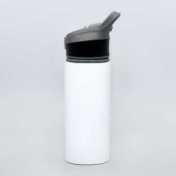 Бутылка алюминиевая белая, крышка черная, 650мл
